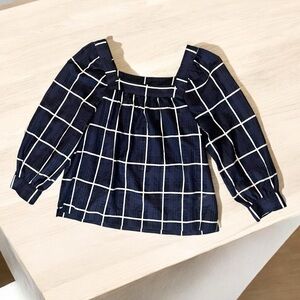 J.Crew Plaid raglan puff sleeve blouse